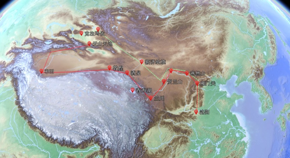 图注:按照周穆王西巡东归自驾之旅途径的景点 制图 以史为鉴