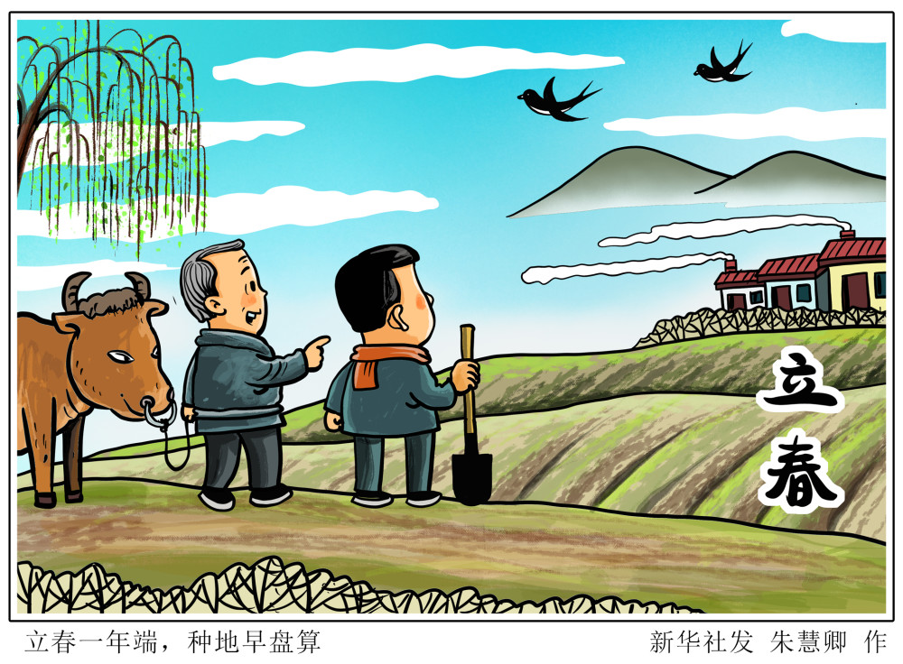 新华社图表,北京,2021年2月2日 漫画:立春一年端,种地早盘算 新华社发