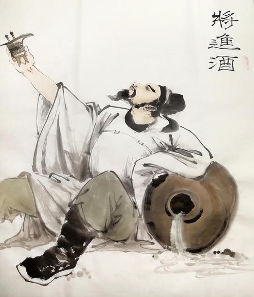 漫畫李白《將進酒》前言:古代詩人在做詩的時候,往往一邊喝酒一邊