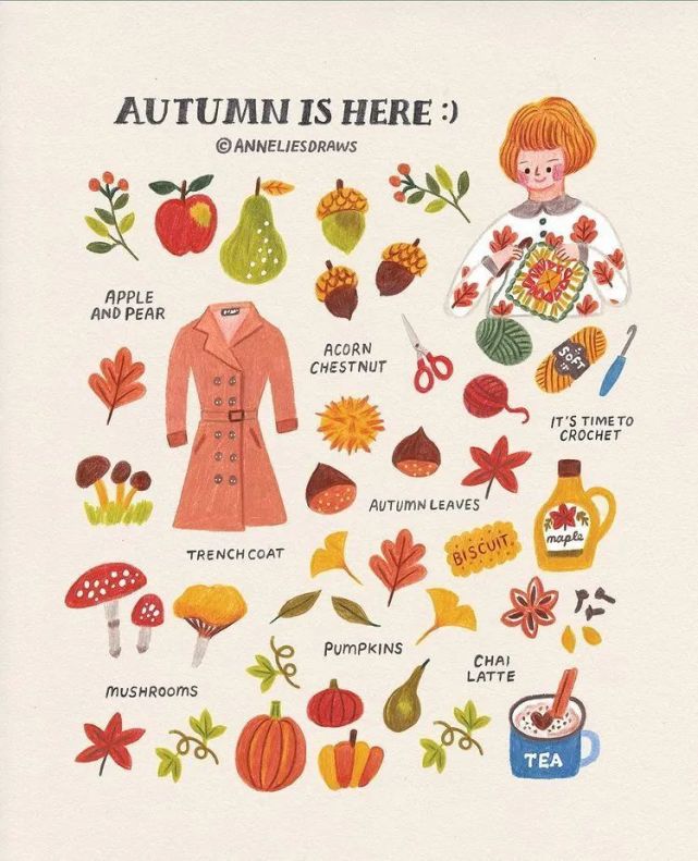 韩国插画师 annelies 的日常手绘绘画,温馨可爱