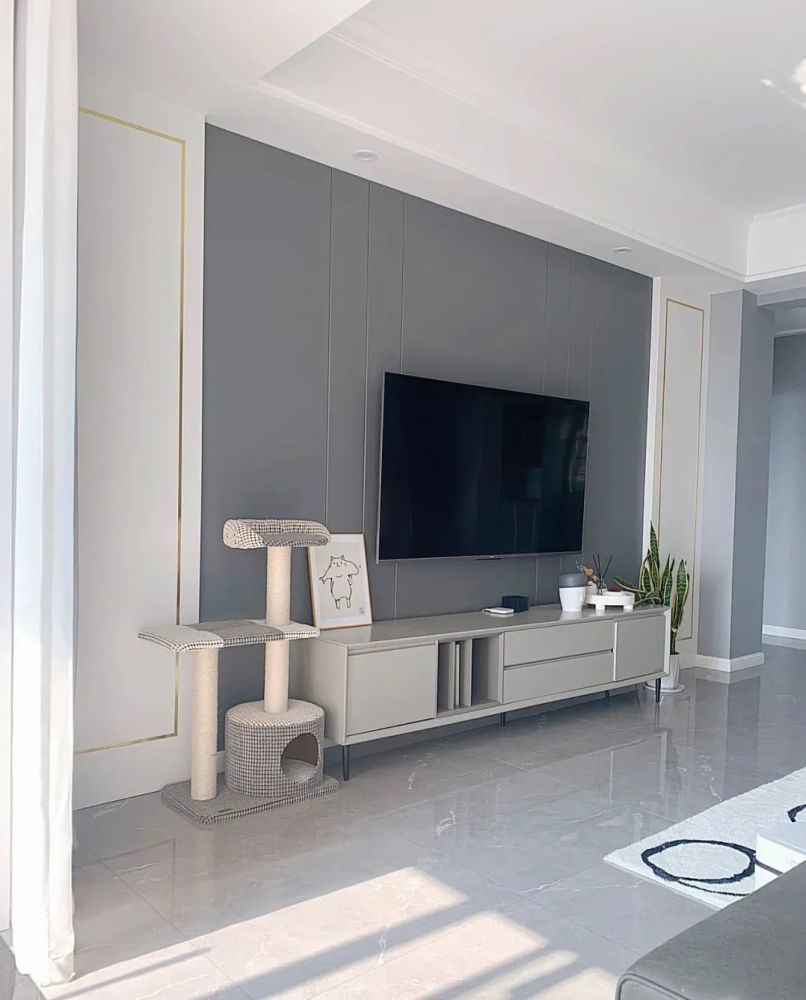 全屋贴墙布高级有质感电视墙太漂亮