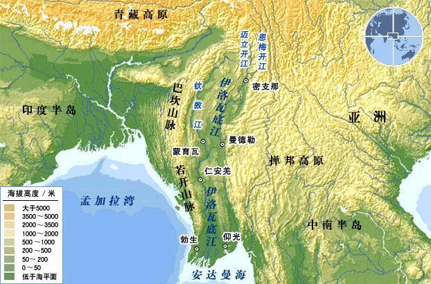 緬甸全稱緬甸撣邦共和國,位於亞洲東南部,中南半島西部偏北,西北與