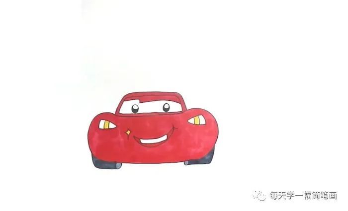 每天学一幅简笔画-闪电麦昆怎么画