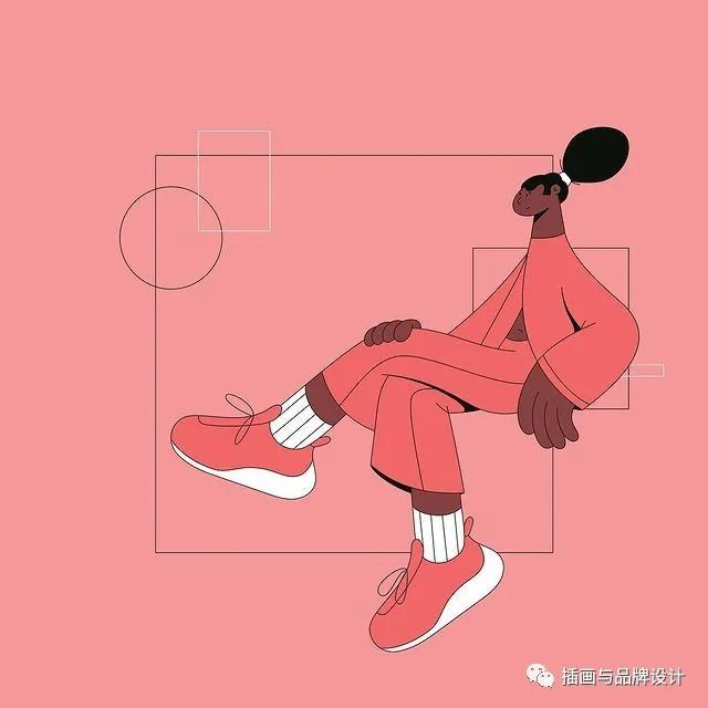 插画丨时下最流行的极简北欧风插画来袭!超级nice的抽象人物,动感十足