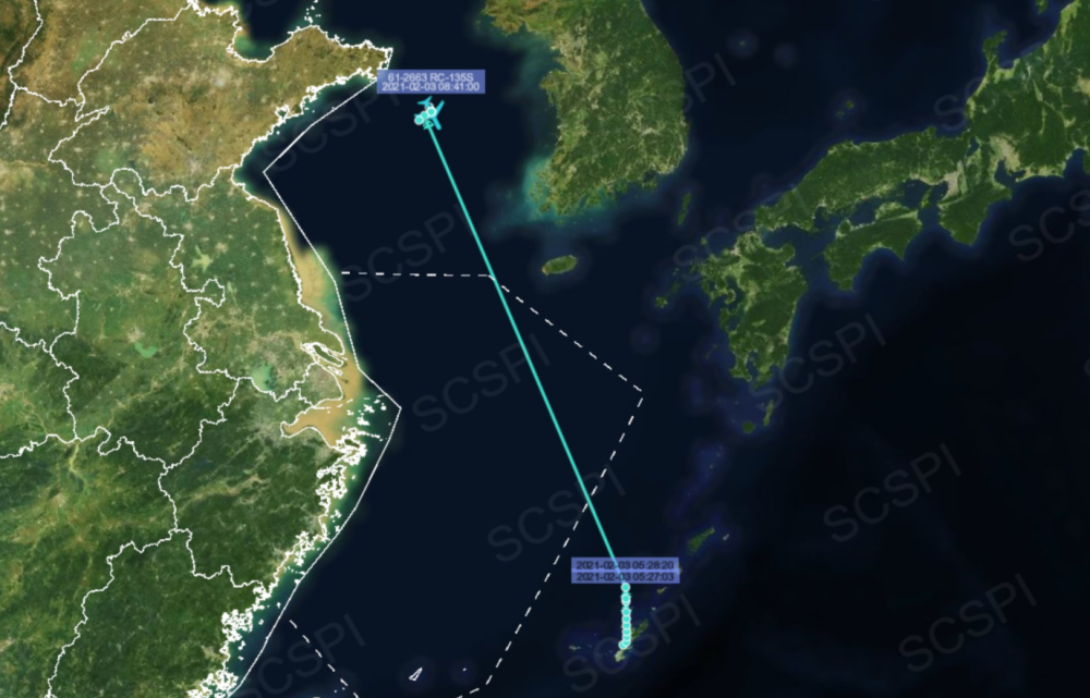 美軍導彈監視機被曝現身黃海上空飛至膠東半島附近