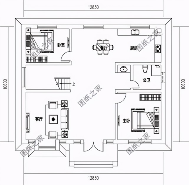 二層樓房設計圖款式三:農村四間二層別墅設計圖,佔地217平米左右,帶