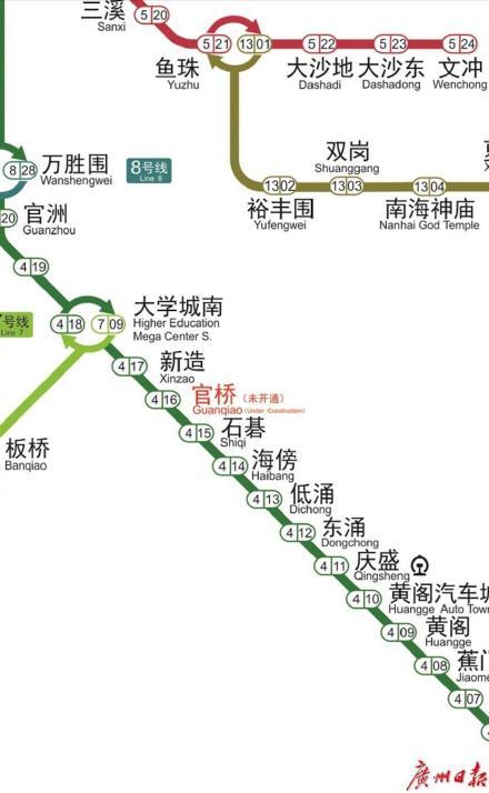 广州地铁4号线线路图图片