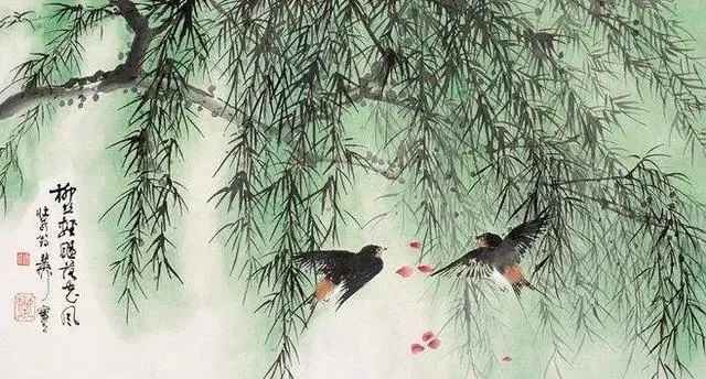 国画里的杨柳舞春风,太美了