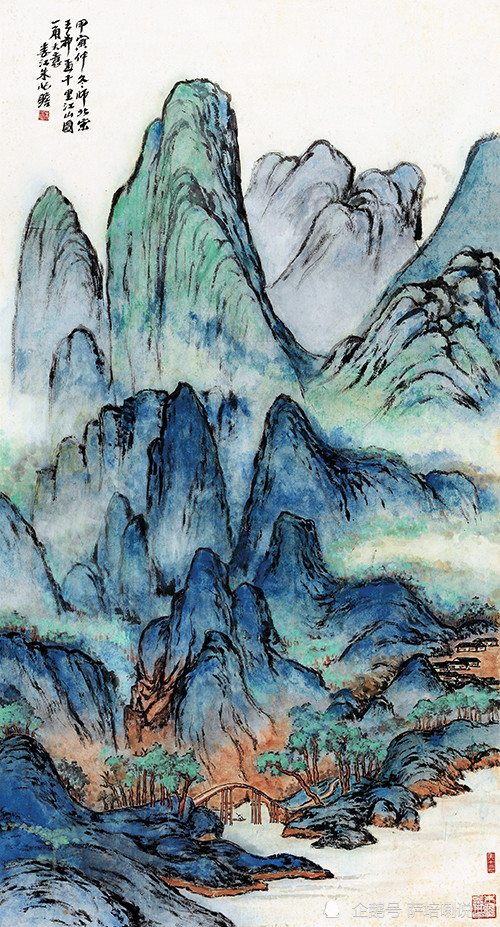 爱画大作品的大画家朱屺瞻绘江山图