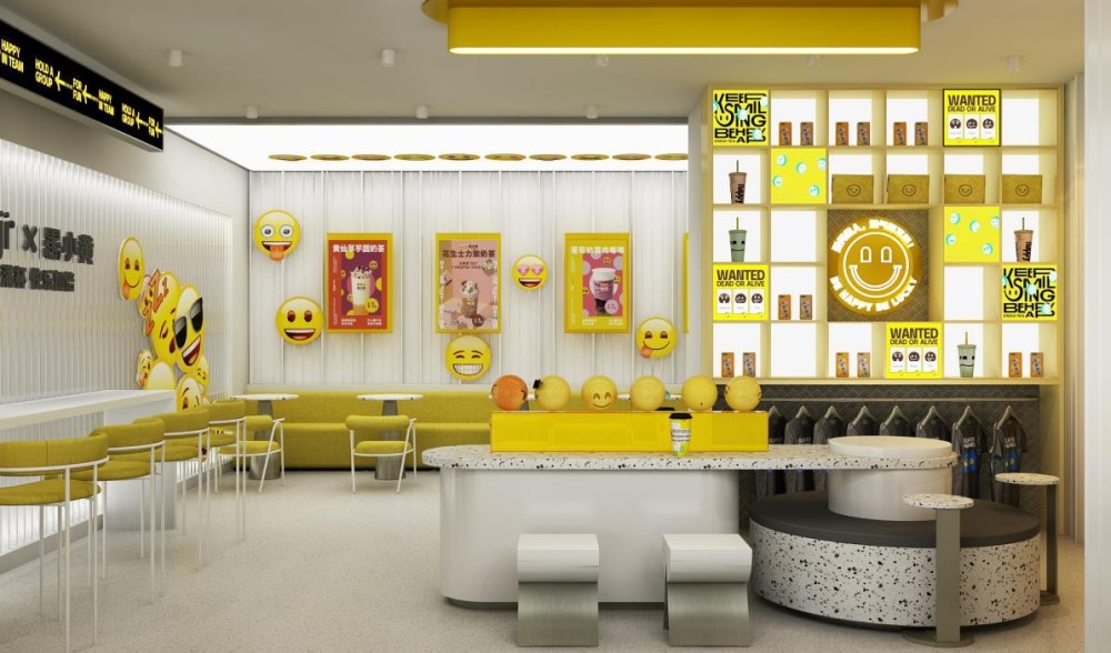 为满足时下年轻消费群体对品牌时尚性的需求,愚小黄在店面设计中融入