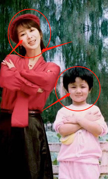 杨紫和儿时的自己合照,生图对比真实,鼻子真假一眼就能看出