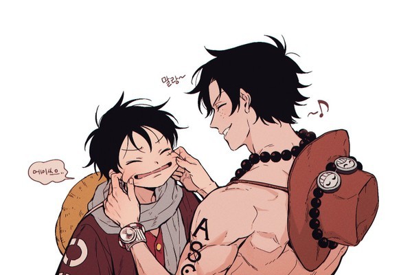 海贼王团宠插画分享路飞钻进索大衣服里取暖抱着艾斯撒娇28