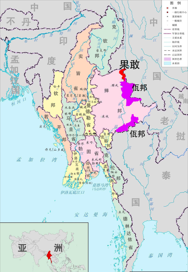 缅甸佤邦勐能县地图图片