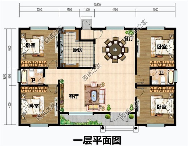 農村自建房四室兩廳的房屋戶型圖簡單大氣就很好