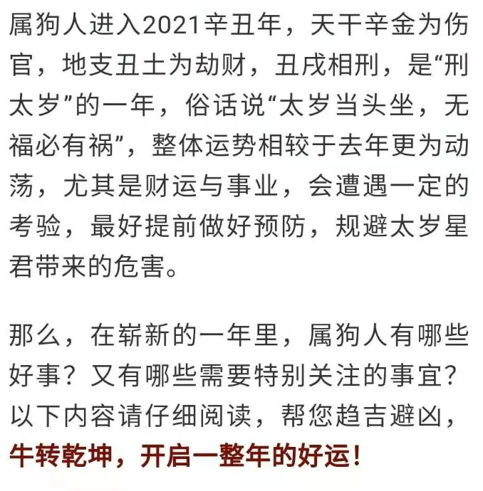 21年辛丑年生肖运势大全 属狗篇 腾讯新闻