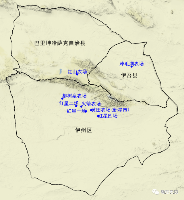 哈密市两县一区与新星市八农场分布地图1打开腾讯新闻,查看更多图片 >