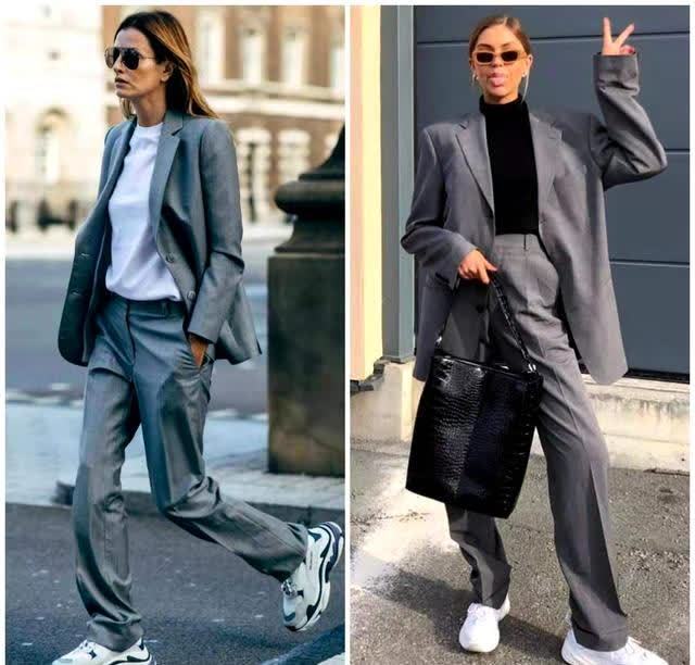 西裤不显气场 那是你不会搭 冬天搭配 球鞋 时髦得让人意外 腾讯网