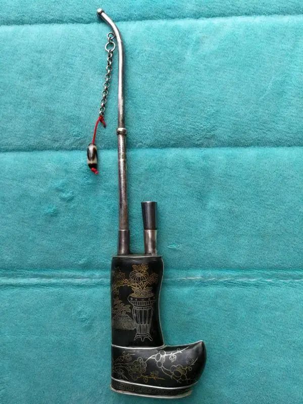 千姿百态话烟具之清乌铜走银水烟壶