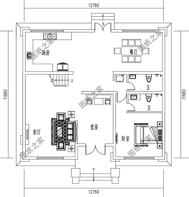 帶堂屋或者神位的農村自建四層別墅,老家建房一定要有的設計