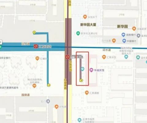 地铁6号线红旗南路站b出入口(图中红框所示)来源:天津地铁运营