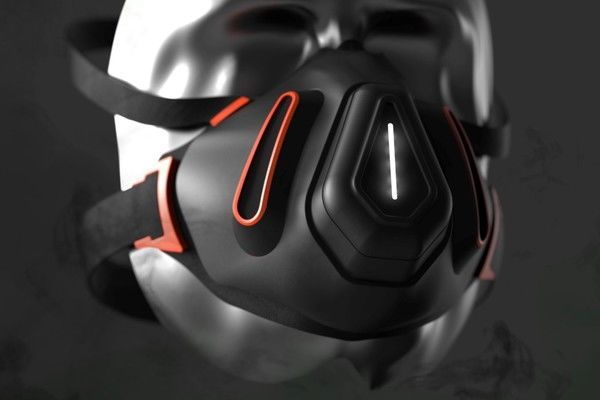 赛博朋克概念口罩内置检测传感器可重复使用