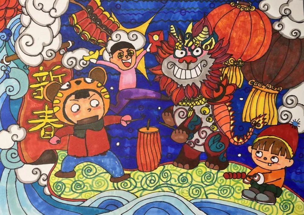 浓浓年味迎新春漕娃用童真画笔勾勒美好期望描绘多彩新年