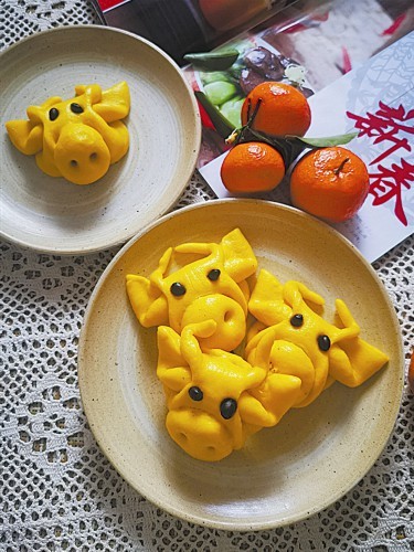 牛气冲天之萌牛吉祥|面剂子|料理机|酵母|面团|南瓜
