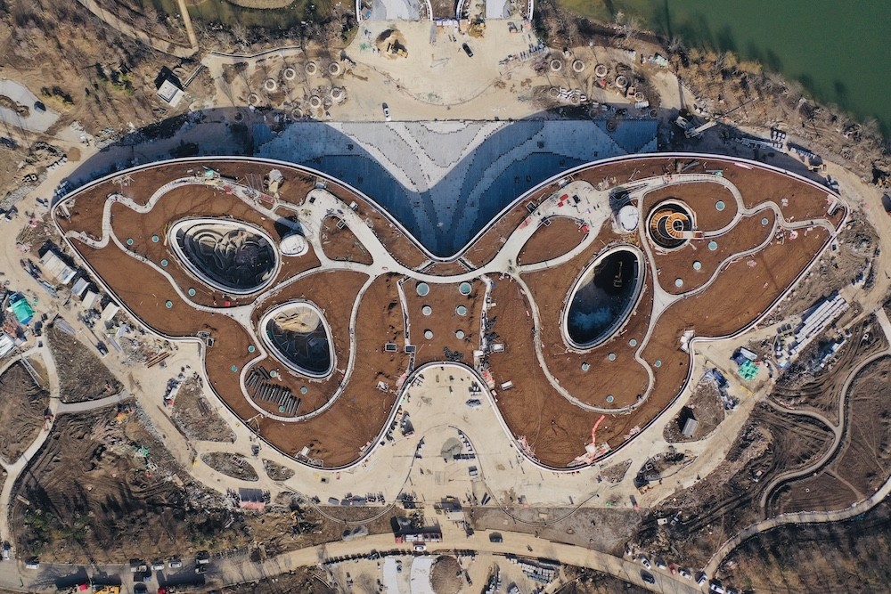 花博航拍图  摄影:王华光明集团负责建设的北园中,复兴馆,世纪馆,竹藤