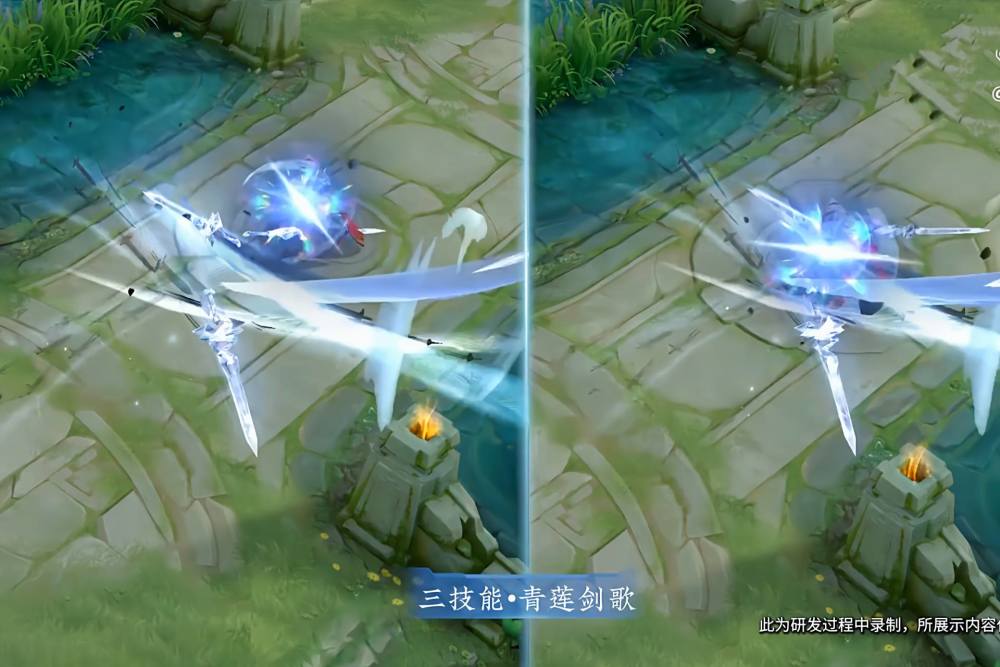 三技能:"千光剑影,人剑合一",曳影剑化作五道剑影,最后一道巨剑将从天