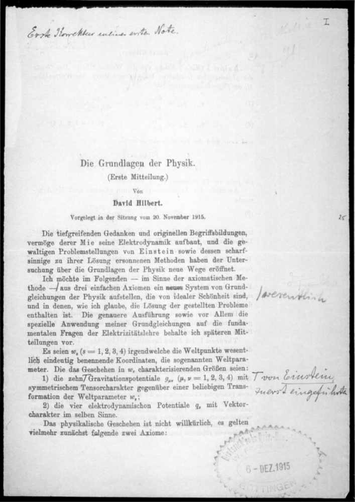 大卫·希尔伯特|爱因斯坦和希尔伯特的相对论方程之争，真正的神仙打架