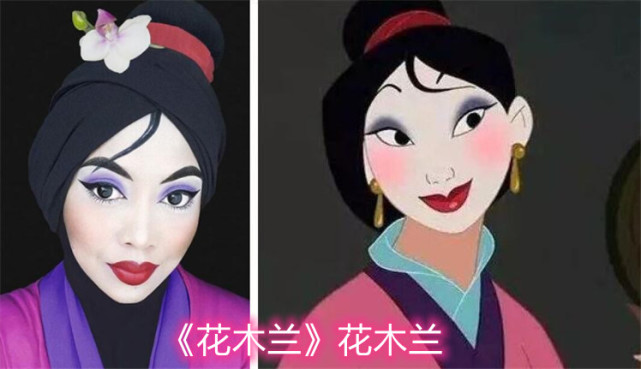 木兰茉莉公主有着一头深蓝的秀发,小姐姐用一条深蓝色的头巾变成"头发