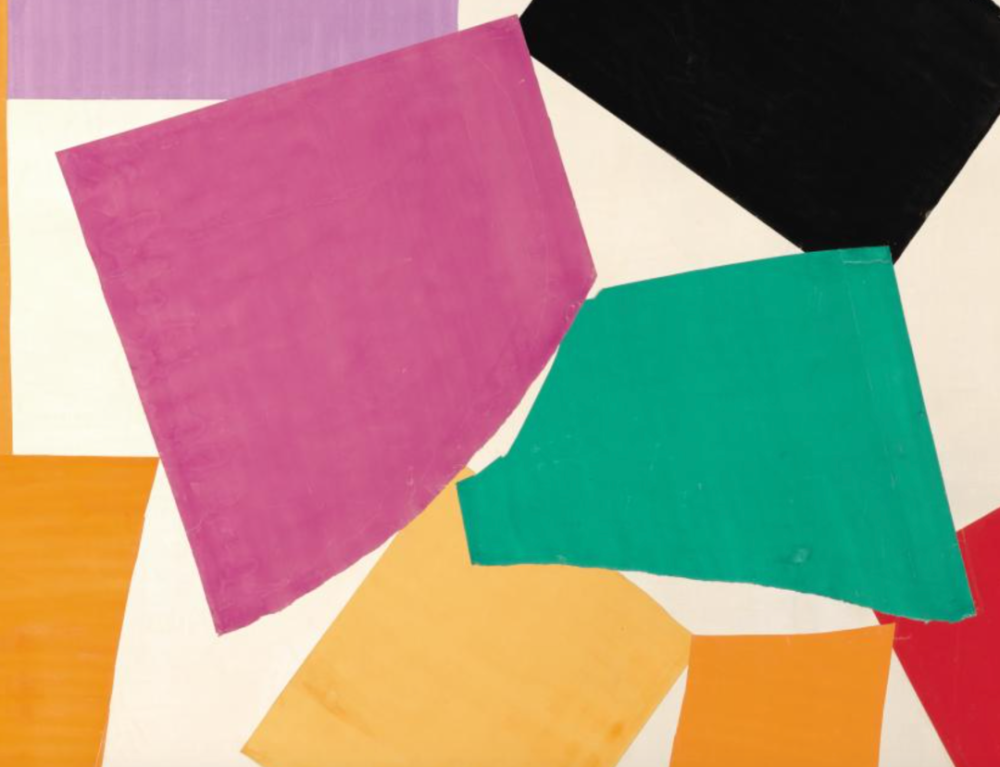 马蒂斯这件作品的彩色形状,形成的同心圆图案,与蜗牛壳中的螺旋形图案