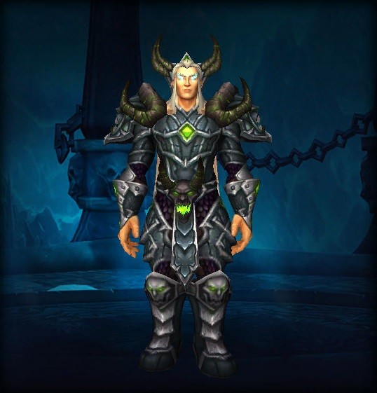 当然这款幻化非常符合邪恶天赋死亡骑士的绿色主题,如果是德莱尼死亡