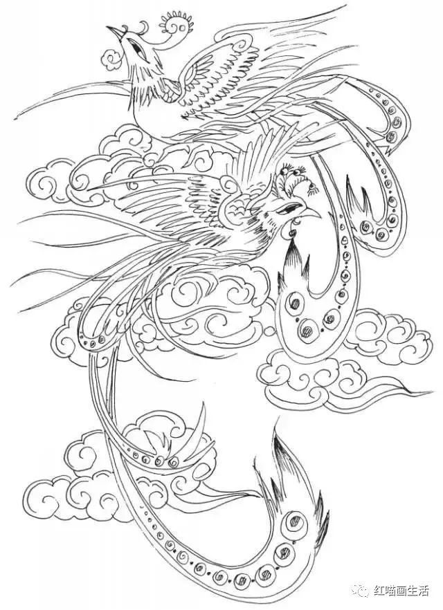 白描|春节凤凰啊!