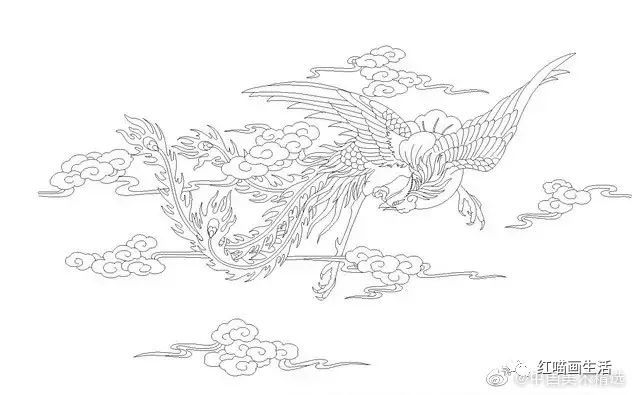 白描|春节凤凰啊!