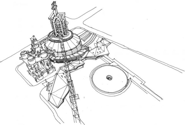 手绘草图 筑境设计三高炉与水下疏散环的关系 王栋三高炉重力除尘器及