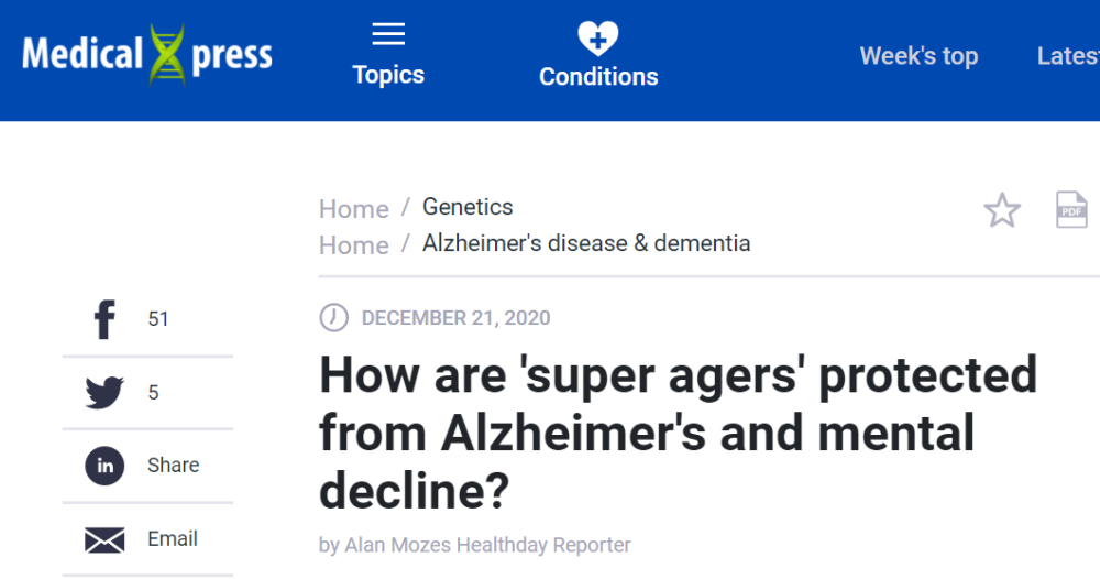 阿尔茨海默病|“超级老人”是如何阻止阿尔茨海默病和心智衰退的