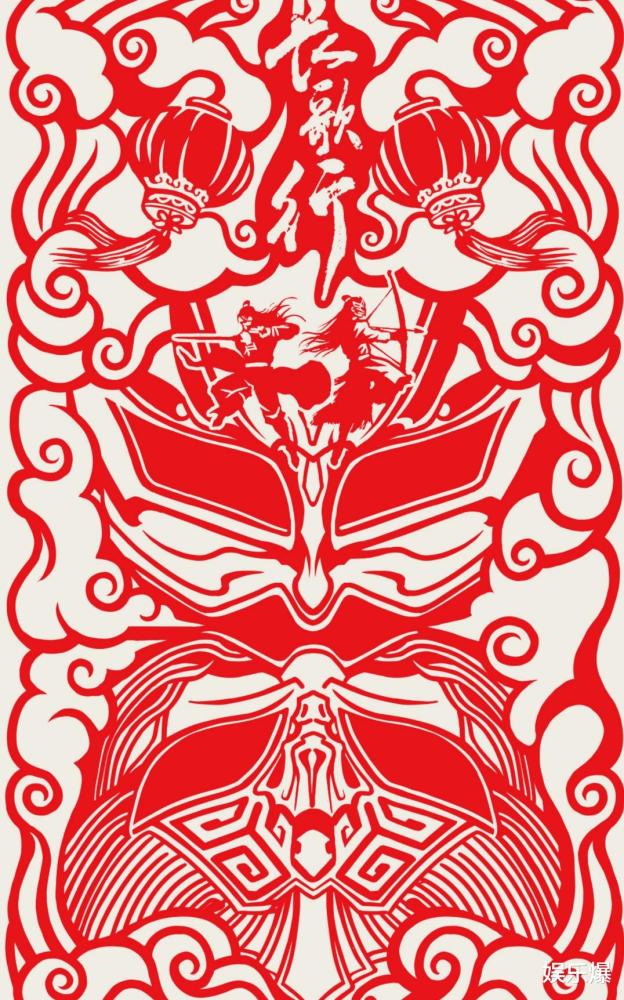 窗花海报中的场景和服饰都非常具有年代感,一眼就可以感受到古装电视