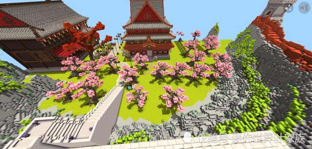 迷你世界:评测-桃花城,桃花漫漫十里花香