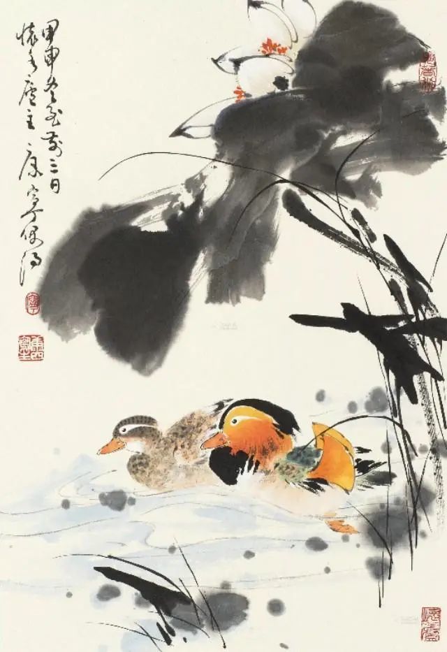 16.賈廣健(1964年生)當代花鳥畫名家.筆下的荷花鴛鴦超然具出塵