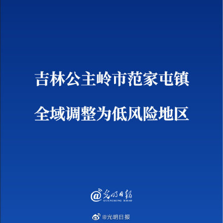 吉林公主嶺市范家屯鎮全域調整為低風險地區