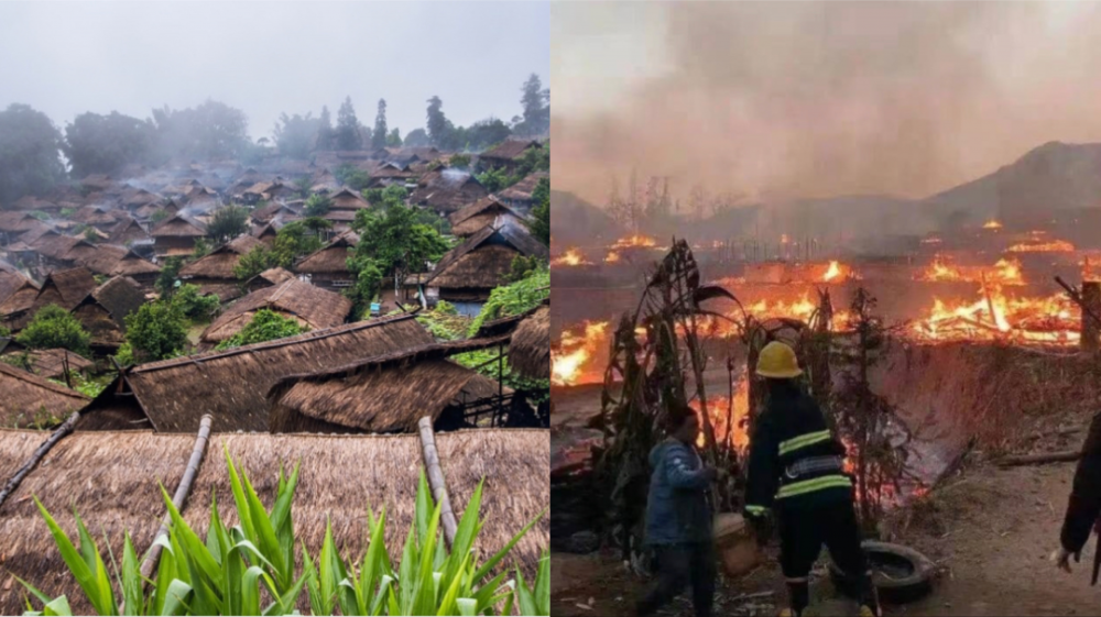 火势凶猛但因房子是木头和茅草结构火灾发生时他就在现场救火翁