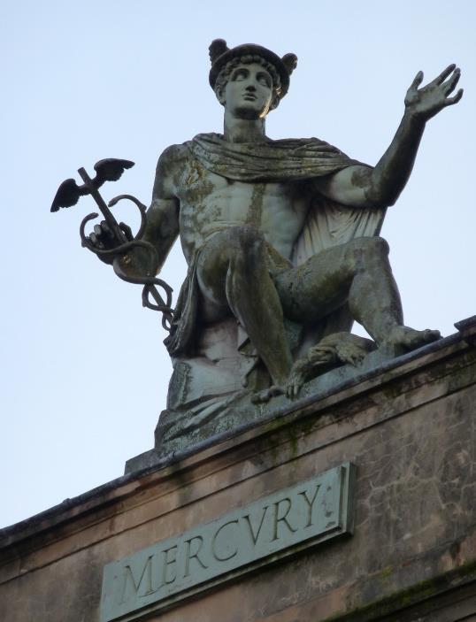 希腊神话中的商业之神——赫尔墨斯.罗马神话中被称为墨丘利.