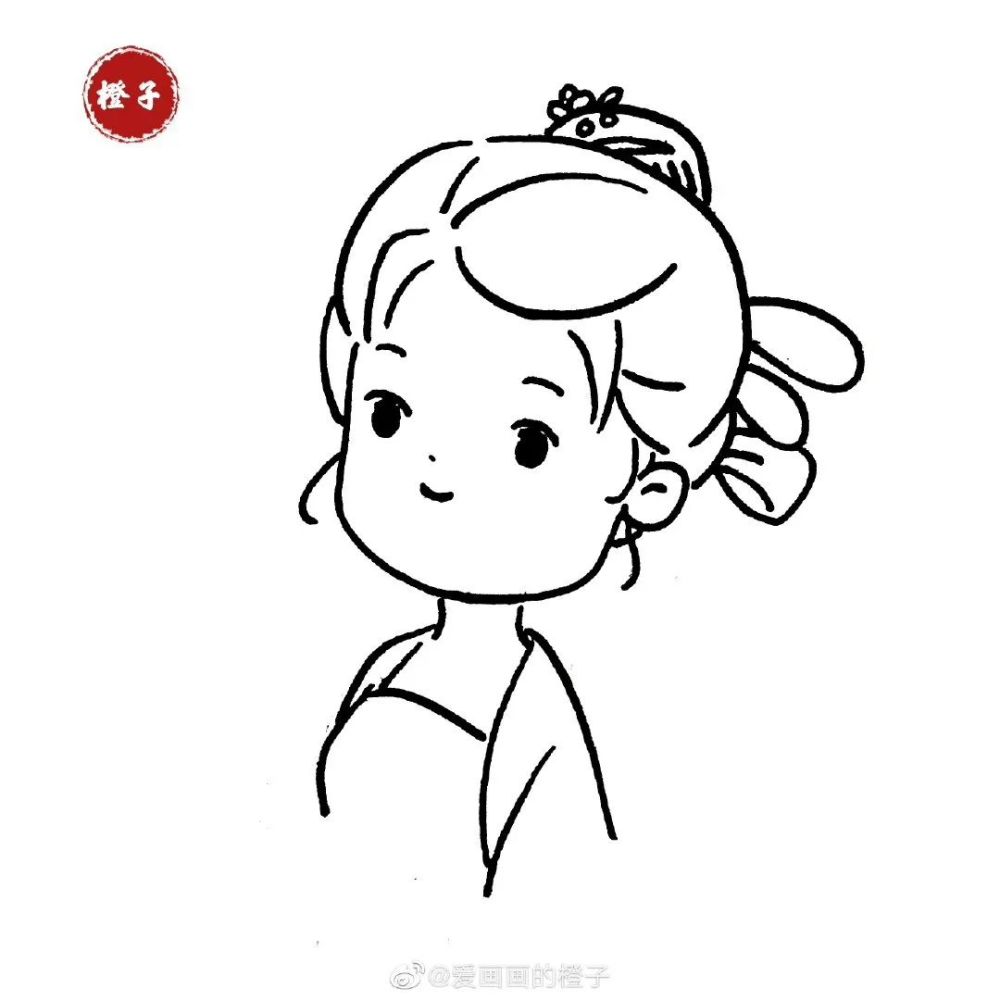 翩若惊鸿婉若游龙古风小姑娘简笔画教程