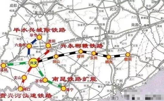 兴义西北方向有毕水兴城际铁路,可以加强兴义与黔西各城市的联系.