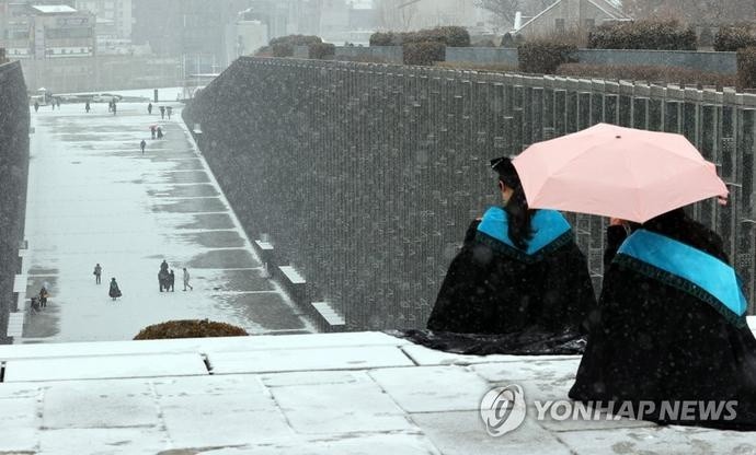 唯美静谧 韩国梨花女大学生雪中拍摄毕业照 组图 腾讯新闻