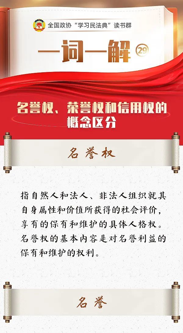 一词一解98名誉权荣誉权和信用权有什么不一样