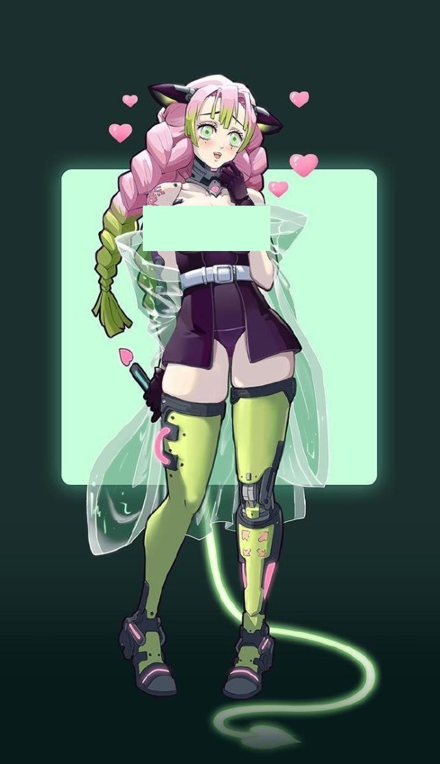 赛博朋克风《鬼灭之刃》,蝴蝶忍拥有透明翅膀,祢豆