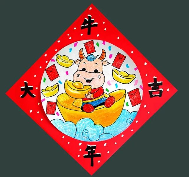 少儿美术课程分享2021新年主题绘画牛年大吉