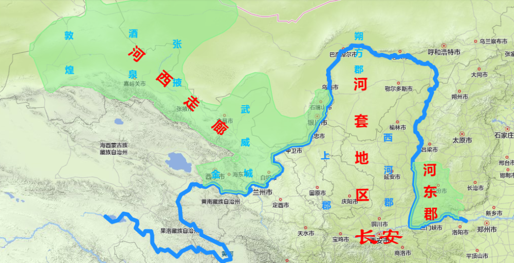 宁夏,即著名的"河套地区",两汉在这里设西河郡和上郡